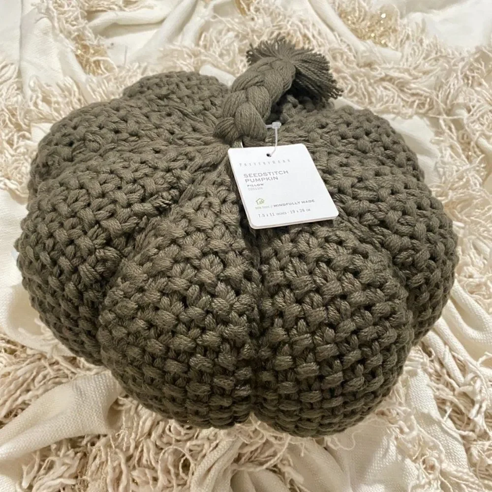 Pottery Barn Seedstitch Pumpkin Pillow Loden